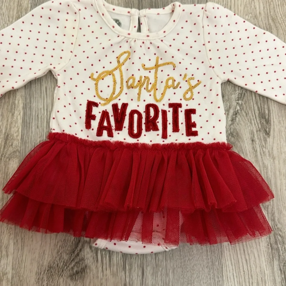 Mud Pie 0-3 Month Baby Girl Santa’s Favorite Onesie